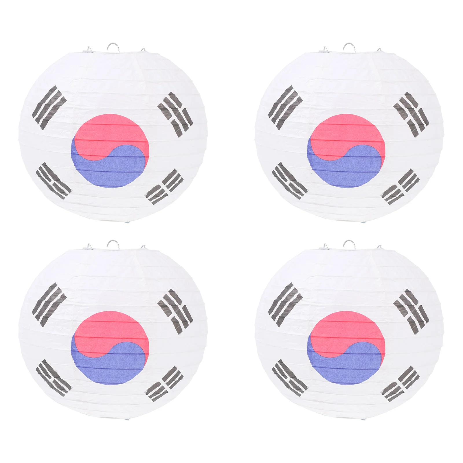 

4 Pcs Outdoor Wedding Decorations Korean Flag Lantern Foldable Lanterns Festival Decorative Party Hanging Manual White Paper
