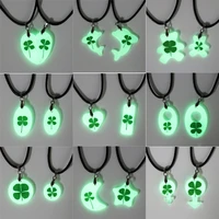 necklace for women arrival dried flower lover jewelry clover luminous couple necklace heart shape gifts glowing in the dark