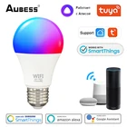 Умная лампа AUBESS Яндекс Алиса, 9 Вт светильник лампа с Wi-Fi, RGB B22 E27, светодиодная лампа с регулируемой яркостью и голосовым управлением Alexa Google Home Assistant