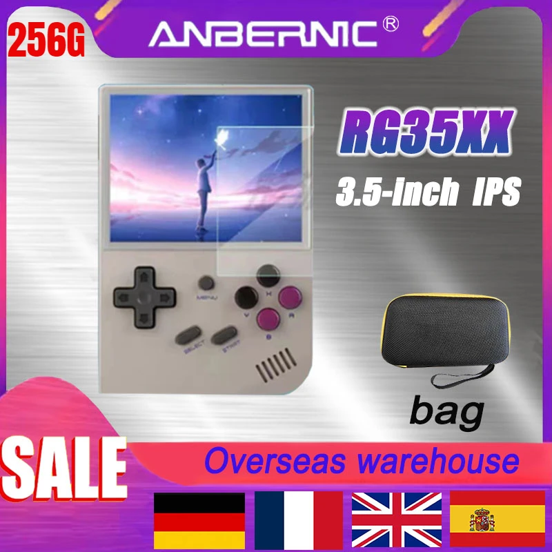 

256G ANBERNIC RG35XX Retro Handheld Game Console 3.5 Inch IPS Screen Linux System Dual Card Slot Cortex-A9 Player 23000 GAMES