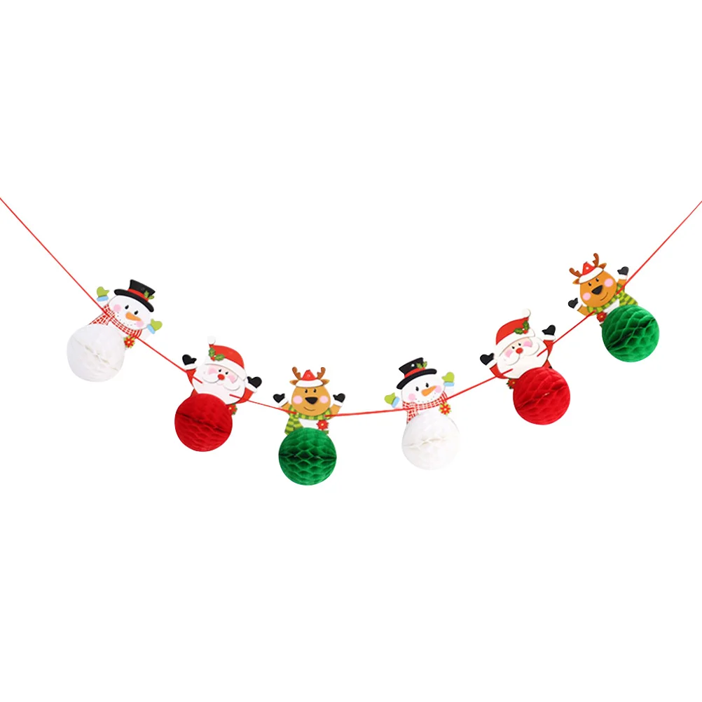 

1PC Christmas Honeycomb Banner Cartoon Snowman Elk Santa Claus Christmas Decoration Party Supplies Garland Banner
