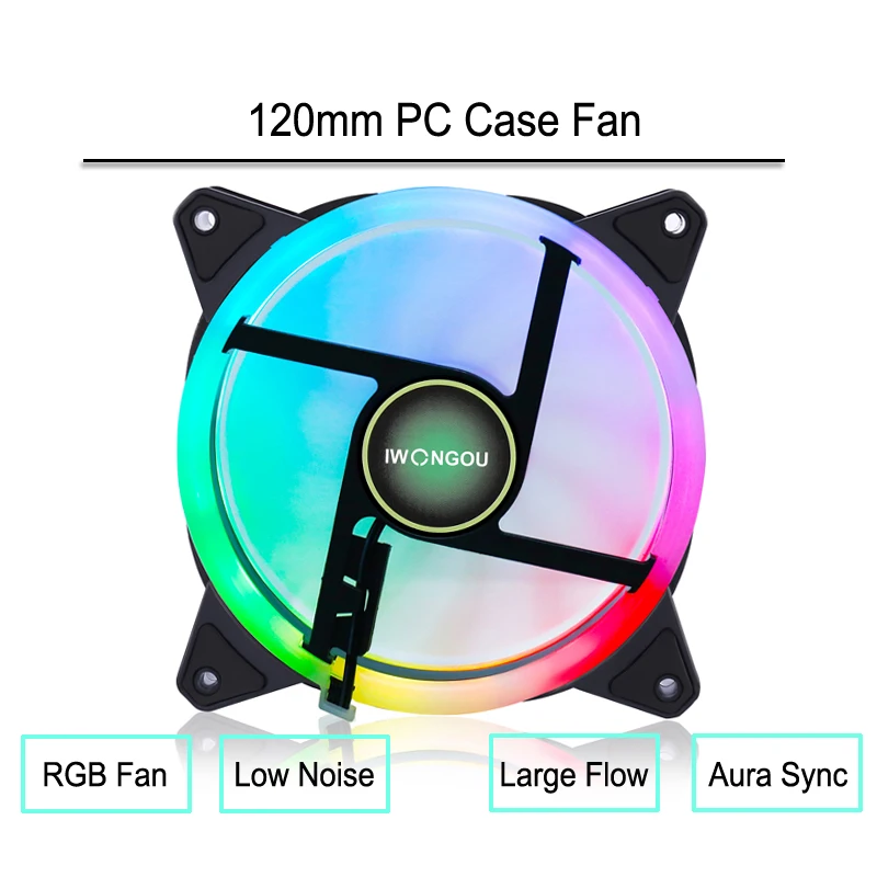 IWONGOU Вентилятор RGB Регулировка PWM 120 мм ПК Компьютерный Кулер Argb Case Для Двойное