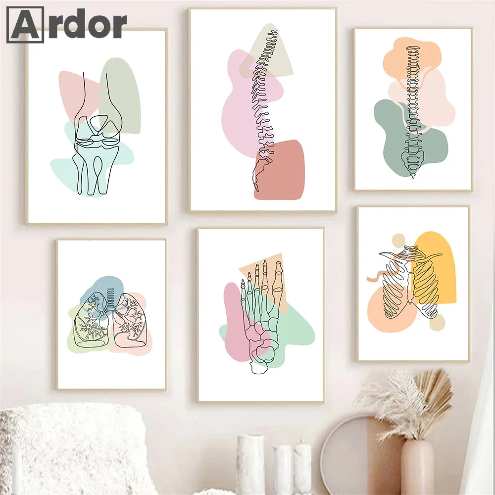 

Medical Skeletal Wall Art Poster Bone Anatomy Art Print Brain Tooth Foot Wall Art Canvas Painting Abstract Picture Doctor Office