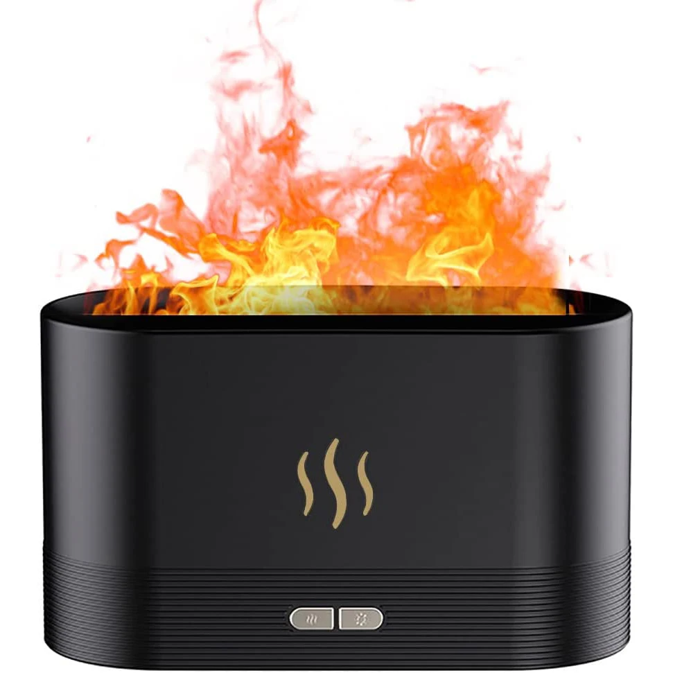 

2022 Newest Desktop USB Electric 180ML Water Tank Essential Oil mini Flame Humidifier Diffuser with Simulation Flame Night Light