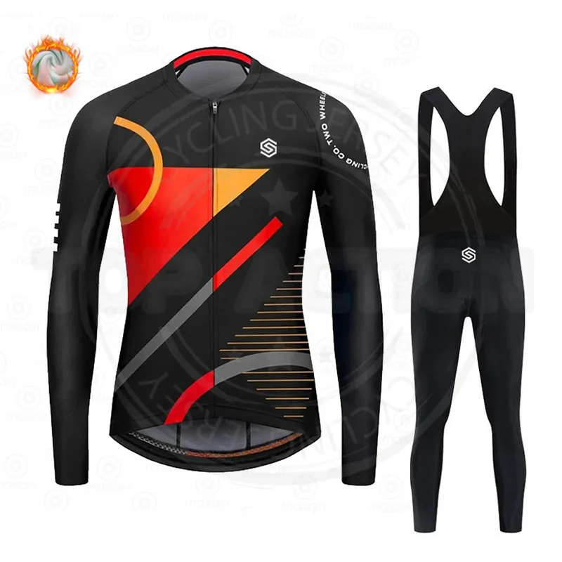 

Классическая велосипедная одежда SIROKOTECH, зимняя мужская теплая флисовая футболка с длинным рукавом, комплект велосипедной одежды