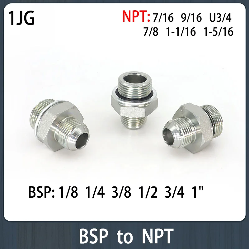 

Straight Through NPT 7/16 9/16 U3/4 7/8 to BSP 1/8 1/4 3/8 1/2 External Cone/British Pipe Fittings Adapter Hydraulic Connector