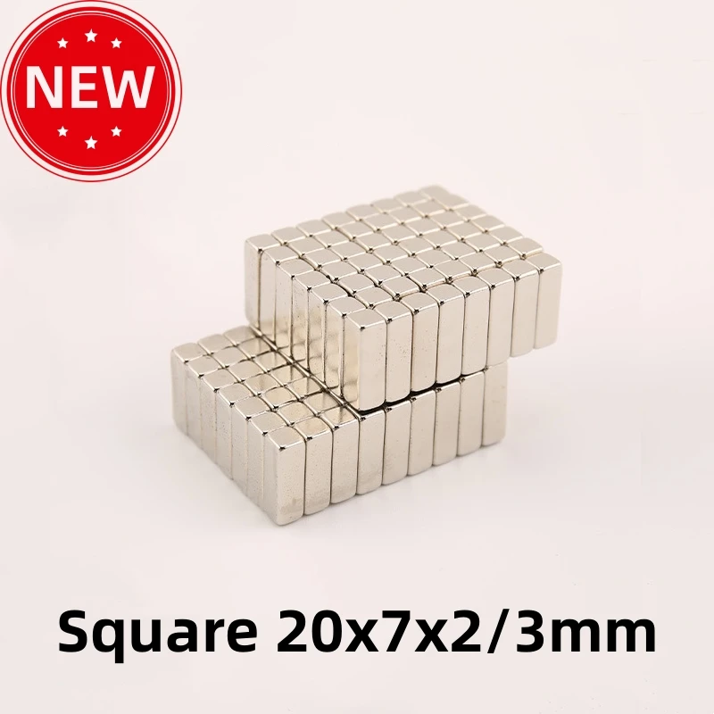 

200pcs 20x7x2/3mm Neodymium Iron Boron Strong Magnetic Plate Square Magnet NdFeB Block Strong Magnet Rare Earth Permanent Magnet