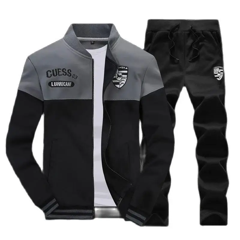 Tracksuits Men Polyester Sweatshirt Sporting Fleece 2022 Gyms Spring Jacket + Pants Casual Men's Track Suit Sportswear Fitness