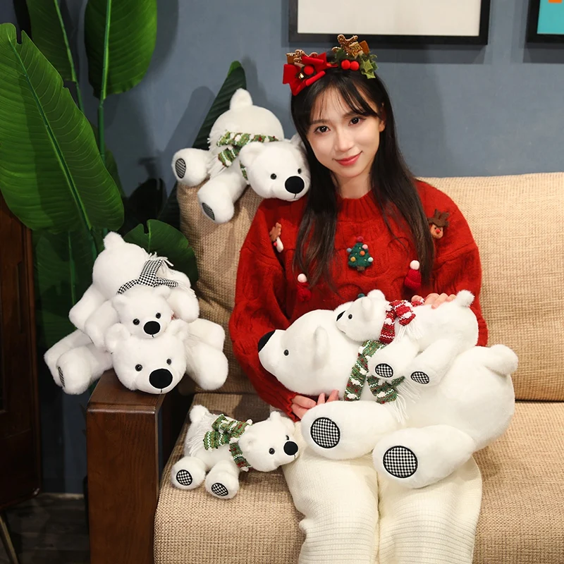 25-45 см милый рождественский белый медведь плюшевые игрушки милые мягкие