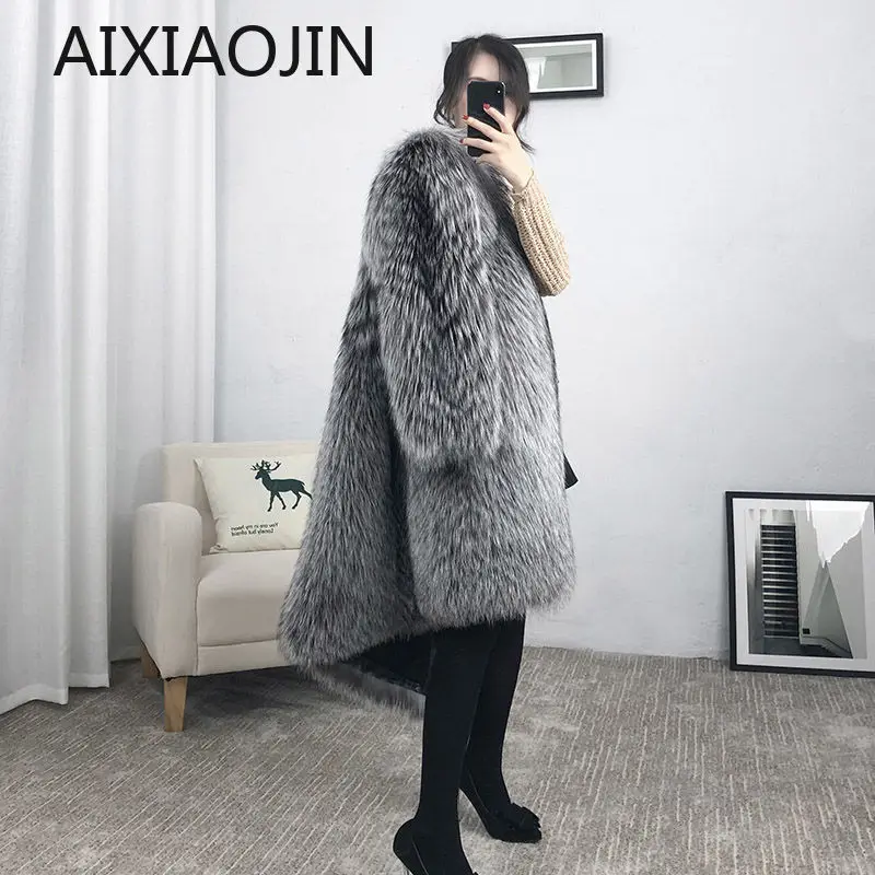 Женское пальто из искусственного меха норки зимнее средней длины лисы выше