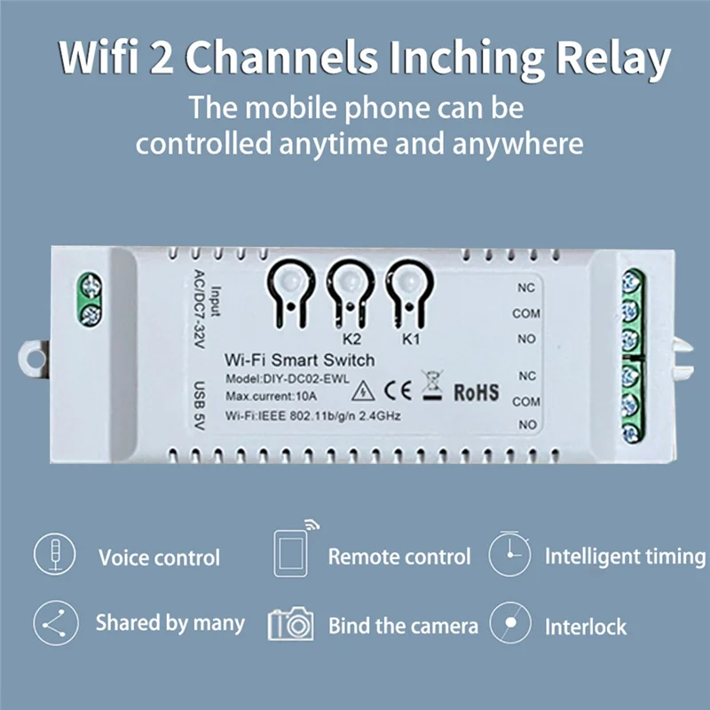 2CH Wi-Fi умный переключатель DIY приложение 85-265 В USB 5 2 4G модуль домашней