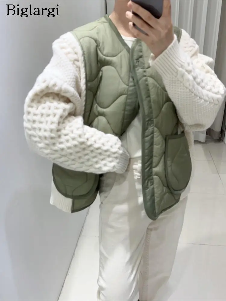 

Autumn Winter Cotton Coat Women Sweater Patchwork Long Sleeve Modis Ladies Jackets Korean Loose Casual Woman Jackets Coats 2023