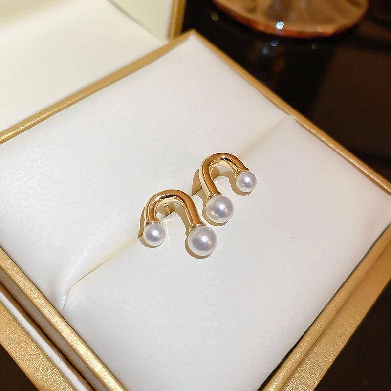 

Pearl U-shaped earring contracted temperament senior sense ear nail fashion every match earring female