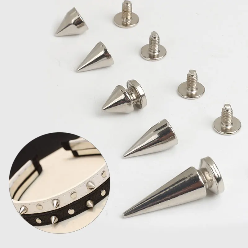 10/100Pcs Silver Cone Studs Spikes Leather Rivet For Cool Punk Rock Garment Clothes Bag Shoes DIY Craft Cool Leathercraft Decor