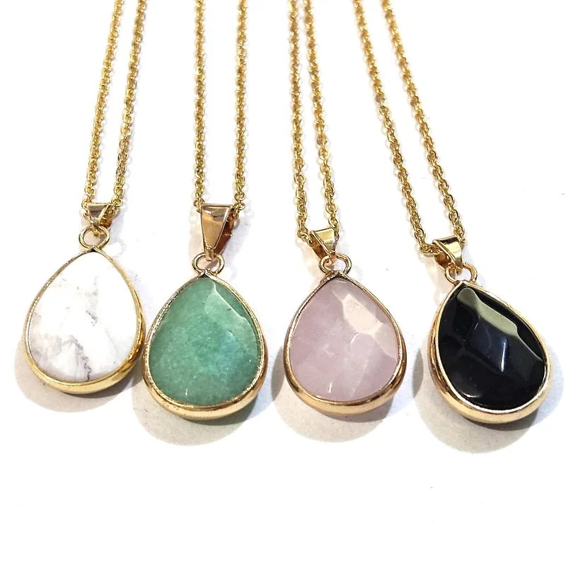 

Ожерелье из натурального камня в форме капли воды, 18 карат