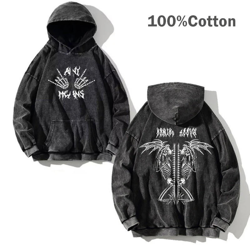 Хлопковая толстовка с принтом в стиле Харадзюку