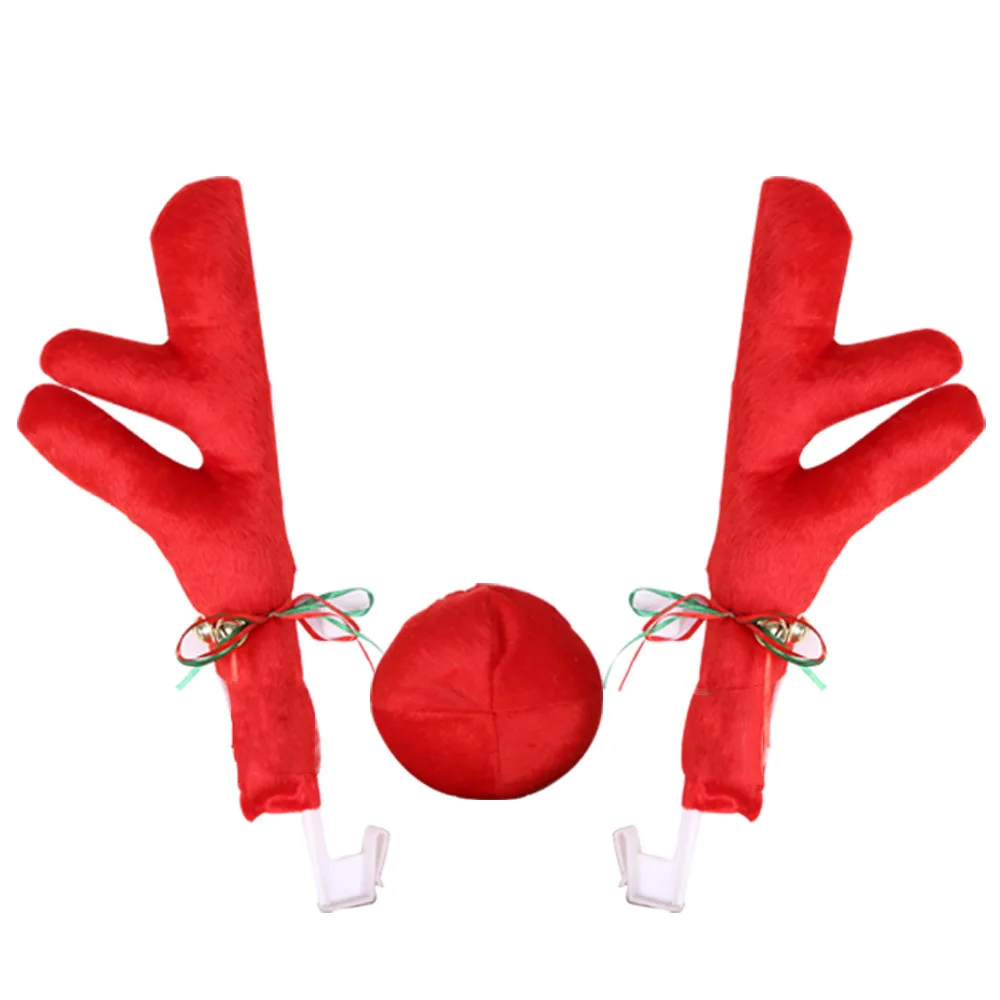 New Christmas Car Decoration Accessories Car Truck Costume Reindeer Deer Antler and Red Nose Christmas Car Decoration Kit 2022 images - 6