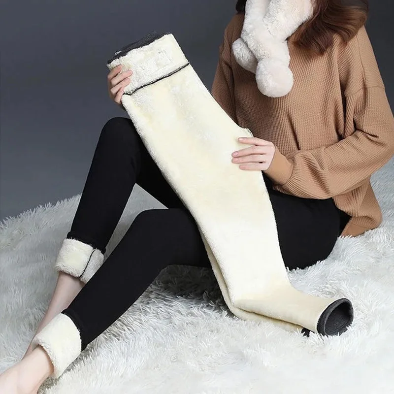 Velvet Leggings Women's Autumn Winter Solid Tights Elasticity Plus Thick Warm Pants Thicken Push Up Elasticity Leggings 300g