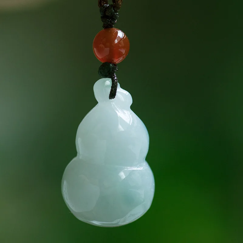 Natural Myanmar jadeite jade gourd pendant simple retro pendant temperament jewellery fashion for women men lucky