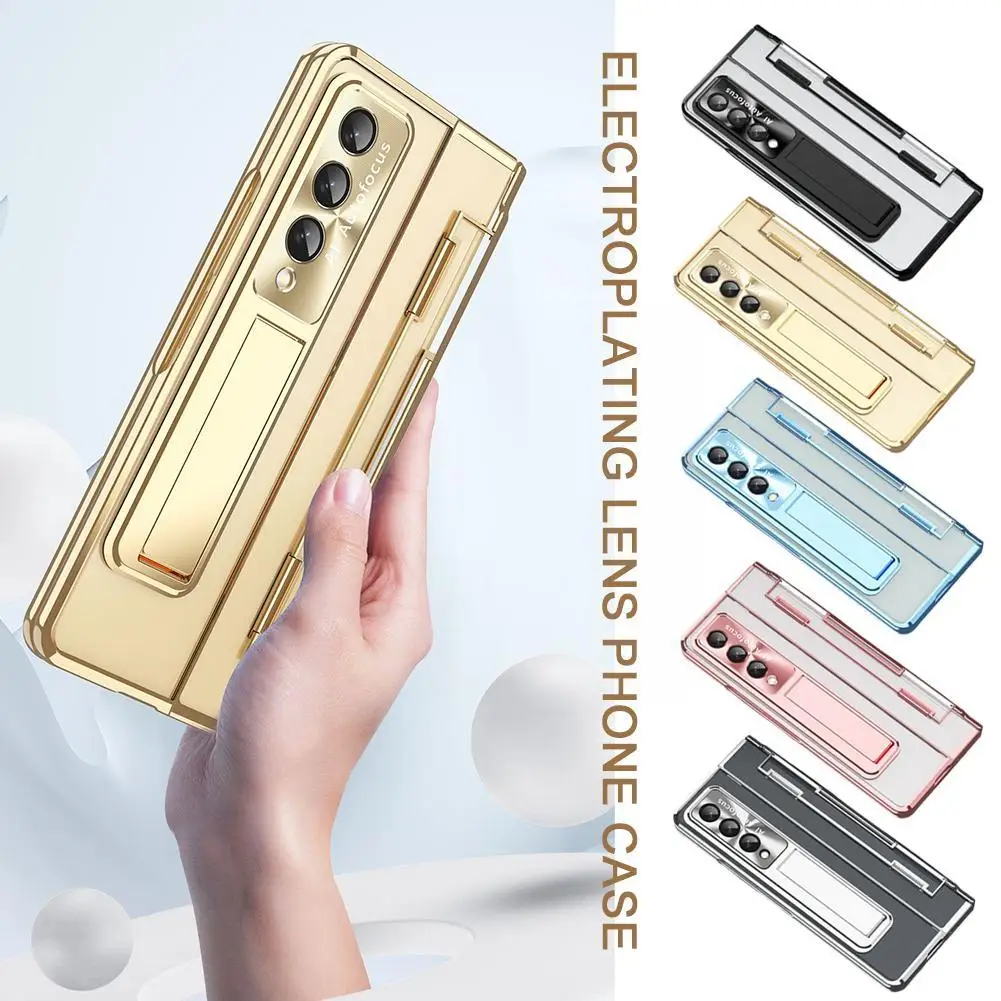 Ultra-thin Hinge Bracket Clear Cover For Z Fold 4 5g Folding Protective W22 Plating Lens Film Holster U8h6