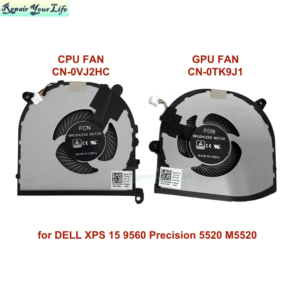 Кулеры VJ2HC TK9J1 для ЦП и ГП DELL XPS 15 9560 Precision M5520 |