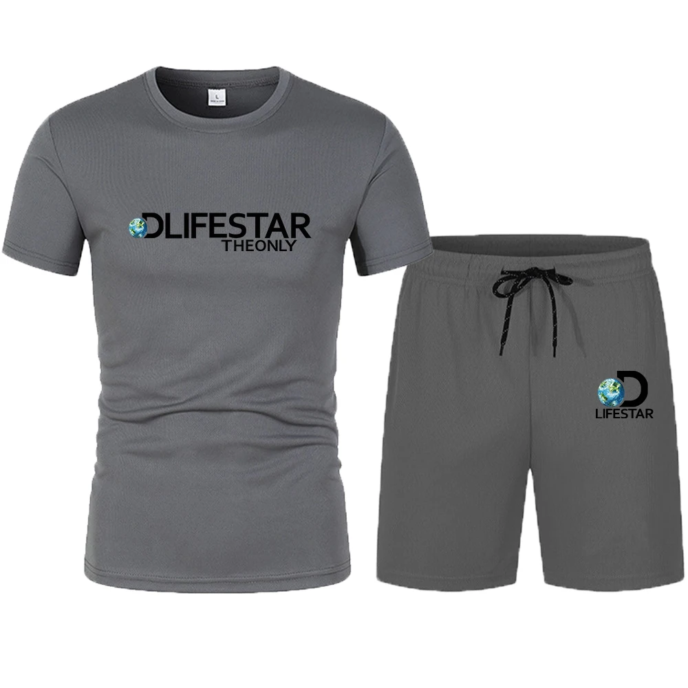 Summer New Men Casual Shorts Sets Brand Printing T Shirt + Shorts 2023 Male Tracksuit Set Men's Breathable and Cool Clothing Set