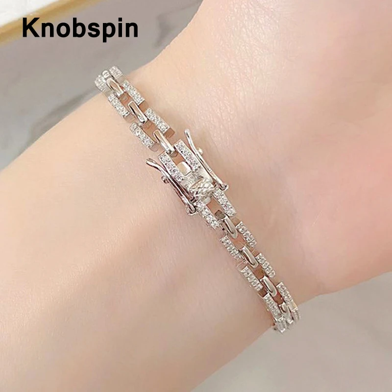 

Knobspin 100% 925 Sterling Silver Chains Luxury Designer Love Wedding Accessories Teen Girls Fine Jewelry Bracelets For Women