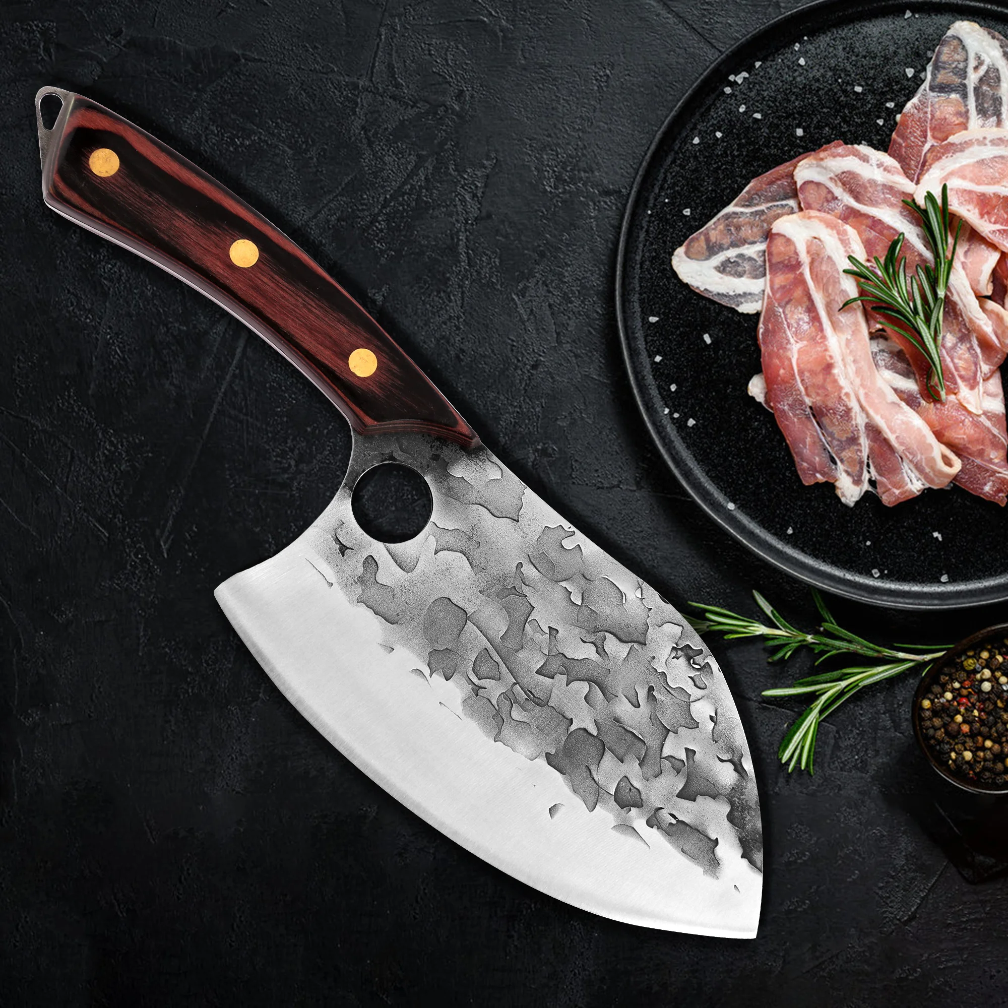 

Нож мясника, 7 дюймов, острые кухонные ножи из нержавеющей стали, чистящий камень, широкое лезвие, мясницкий нож, нож для нарезки овощей, пова...