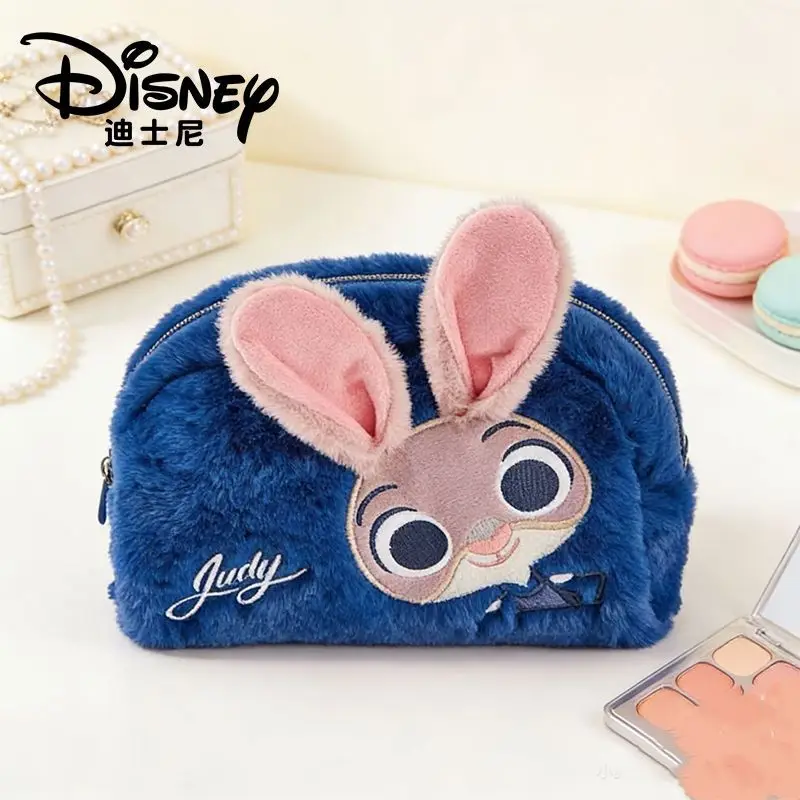 Фото Плюшевый пенал Disney Zootopia Nick Judy, плюшевая косметичка, плюшевая сумка для макияжа, вместительный дорожный органайзер для туалетных принадлежностей, подарок для детей №2