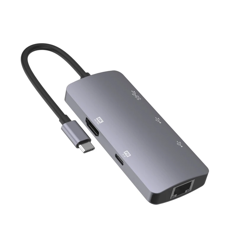 

USB 3.0 Hub Splitter 6 in 1 5Gbps Type C to Rj45 1000M PD 100W
