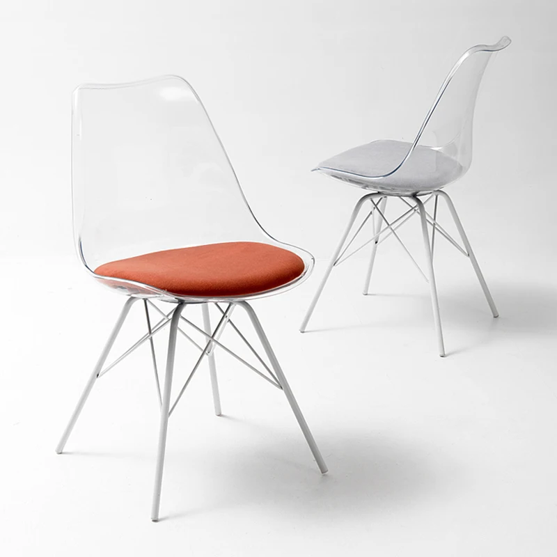 

Nordic Transparent Dining Chairs Home Furniture Modern Minimalist Plastic Stool Cafe With Backrest Balcony Leisure Waiting Chair