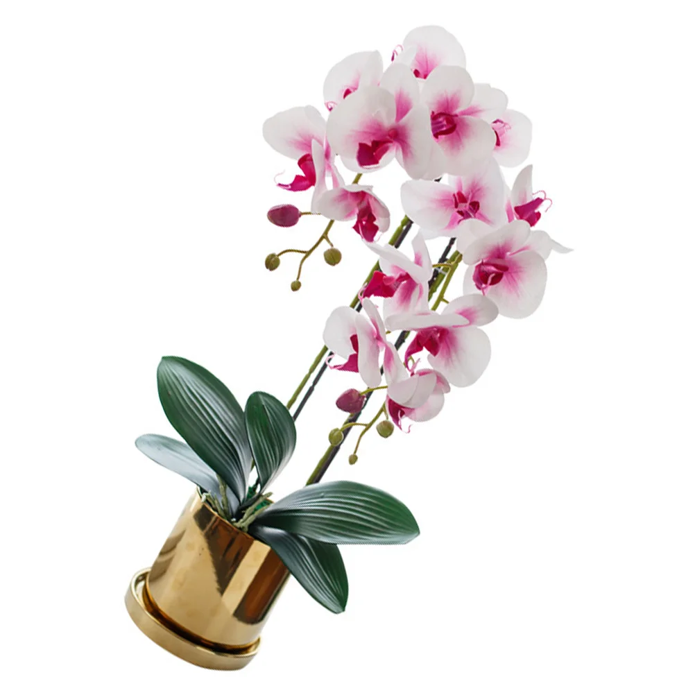 

Flower Artificial Orchid Phalaenopsis Fake Metal Bucket Flowers Bonsai Potted Potbridal Centerpiece Party Tablepail Decorations