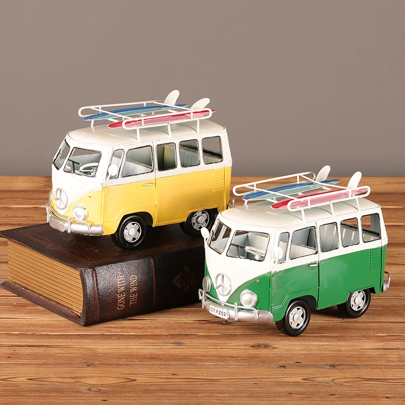 

Antique Gift Bread Bus Car Model Iron Art Living Room Wine Cabinet Tv Decoration Bookshelf Home Decoration