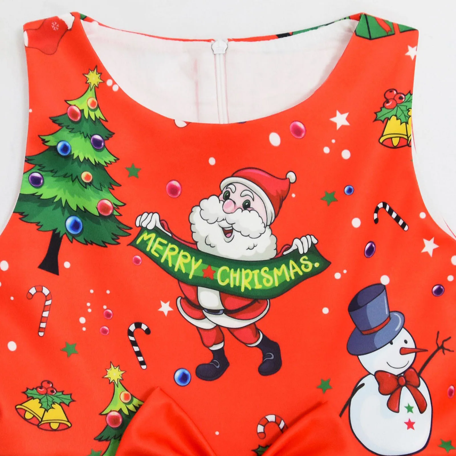 Рождественский костюм для девочек платье с принтом снежинок Санта-Клауса