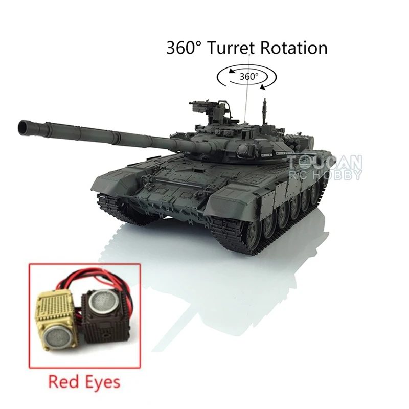 

Henglong 1/16 Green 7.0 Upgraded Ver Russia T90 RC Tank 3938 360° Turret Red Eyes Smoke Effect Metal Tracks Idlers TH17880-SMT7