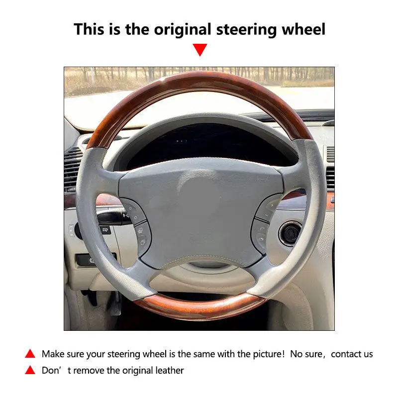 Оплетка на руль автомобиля черный кожаный чехол из микрофибры для Mercedes Benz S Class W220