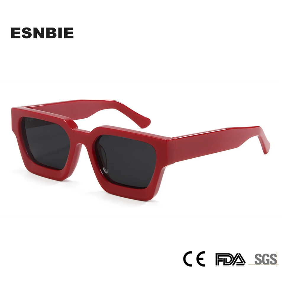 Trending Polarized Thick Red Acetate Sunglasses Women Oversize Frame Glasses For Men Luxury Designer Zonnebril Heren UV400
