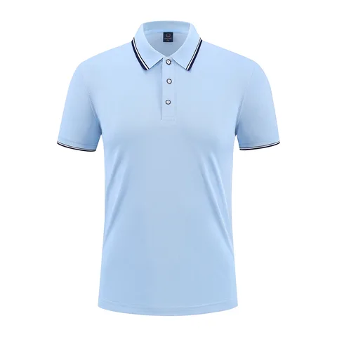 Рубашка-поло мужская однотонная, с полосками на лацканах, с вышивкой логотипом на заказ, из ледяного шелка, с коротким рукавом, для гольфа, лето