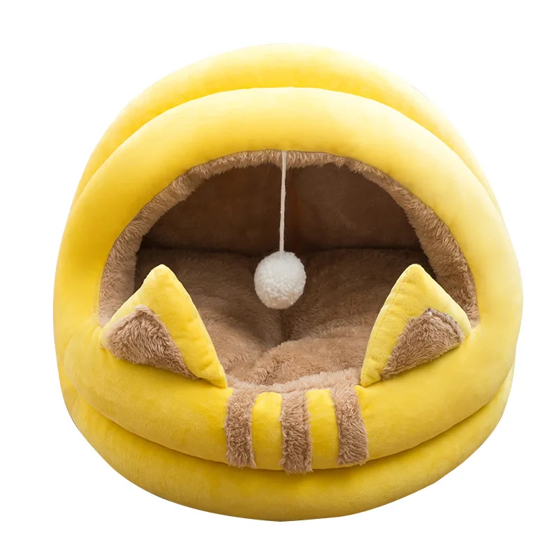 

Semi-Enclosed Cat Bed Kitten Lounger Cat House Tent Washable Cave Soft Pet Sleeping Bed Cozy House Pet supplies