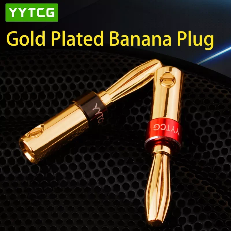 

NEW 4pcs Banana Connector 4mm Speaker banana plugs 24K Copper gold plated 4mm Banana Jack match with 4mm binding post