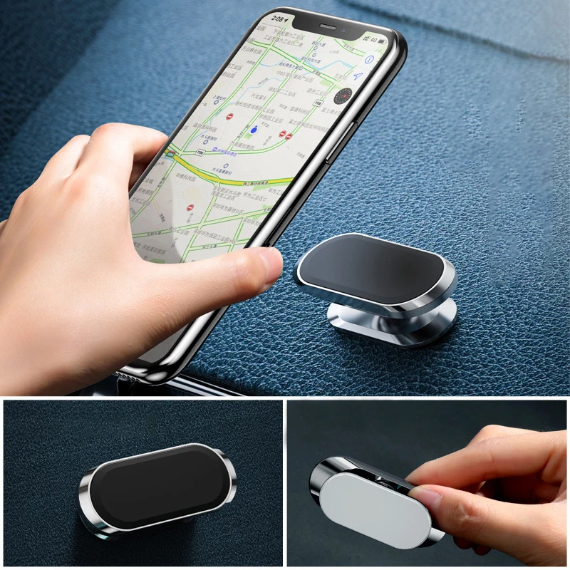 

360° Magnetic Car Phone Holder Rotatable Mini Strip Shape Stand For Huawei Metal Strong Magnet GPS Car Mount for iPhone 11 14 LG