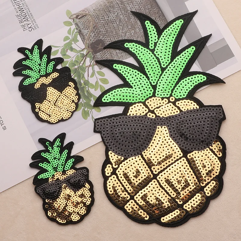 

Sequin Patches for Clothing Pineapple Badges Clothing Accessories Decorative Sticker Iron on Patch Applique for T-shirt Jacket
