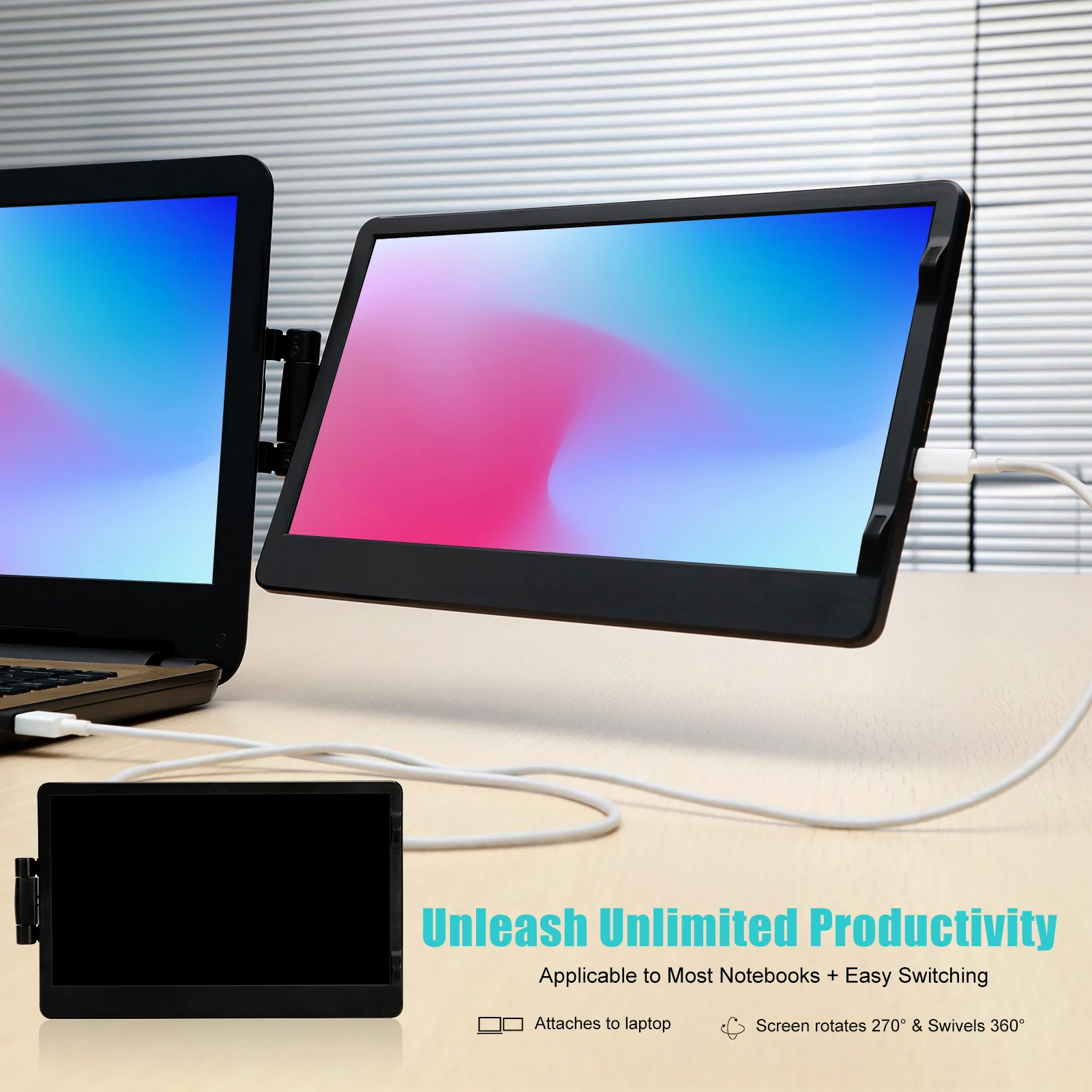 Монитор игровой портативный 11 6 дюйма 1366x76 8 портов USB Type-C HDMI |