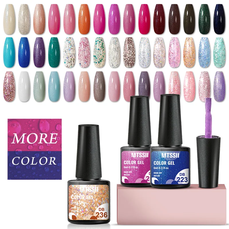 

Mtssii 6ML Glitter Gel Nail Polish Sparkling Nail Art Vernis Semi Permanent Sequins Soak Off UV Gel Colorful Nail Gel Esmalte