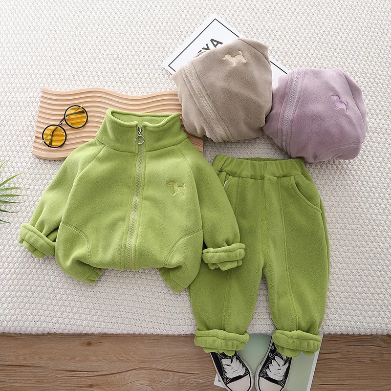 

Children's Clothing Fleece-Lined Suit Western Style Girls Winter Thickened Two-Piece Suit