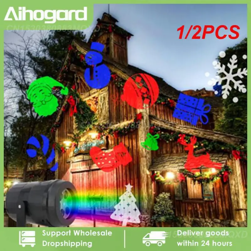 

1/2 шт., светодиодный проектор в виде снежинок