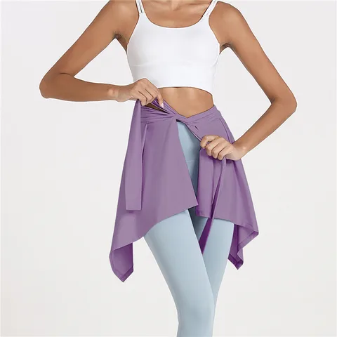 Women's Gym Fitness Sports Short Skirt Wrap Dress Casual Yoga Short Skirt Lace Up A Skirt Show Thin Anti-exposure Dance Skirt