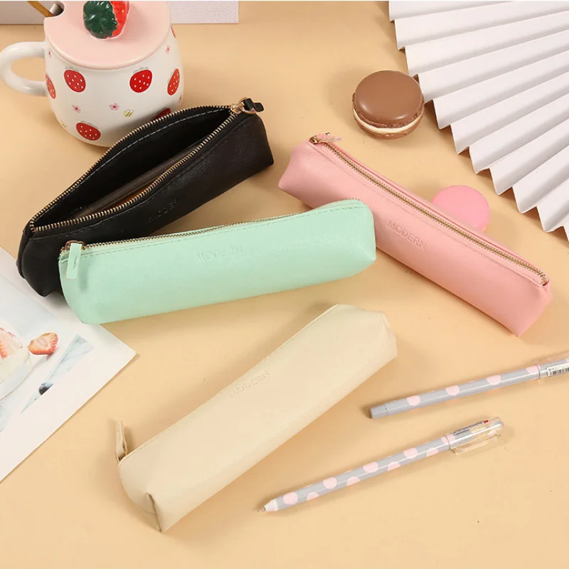 

Mini Strip Shaped Cosmetic Bag PU Leather Zipper Makup Brushes Lipsticks Bag Case Organizer Stationery Pencil Bag Keys Earphone