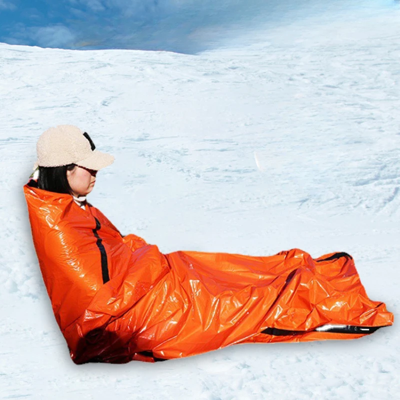 

Outdoor Lifesaving Orange Emergency Sleeping Bag Aluminized Film Sleeping Bag Waterproof First Aid Tent Insulation Sleeping Bag