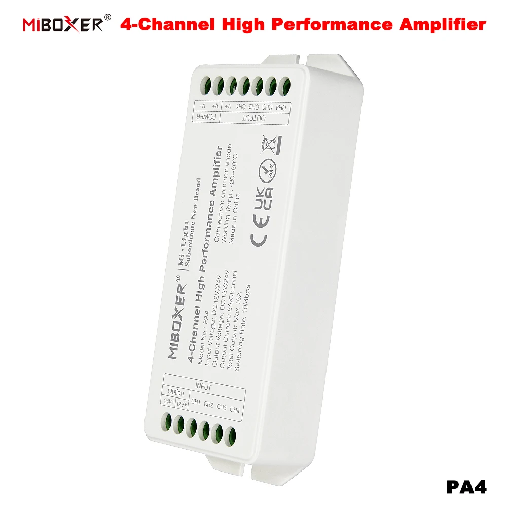 Контроллер Светодиодных Лент Miboxer PA4 RGBW 4-канальный 15 А ШИМ-диммер Постоянного